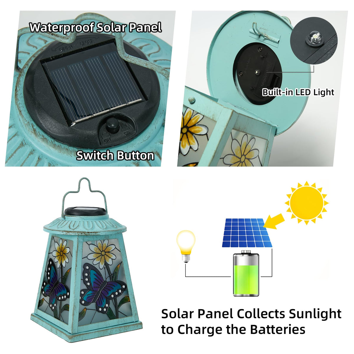 anyperfect Butterfly Solar Lantern on walkway adds charm to patios and entryways