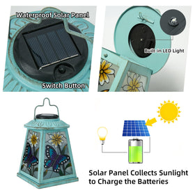 anyperfect Butterfly Solar Lantern on walkway adds charm to patios and entryways