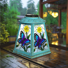 anyperfect Butterfly Solar Lantern weatherproof metal stands up to rain and sun