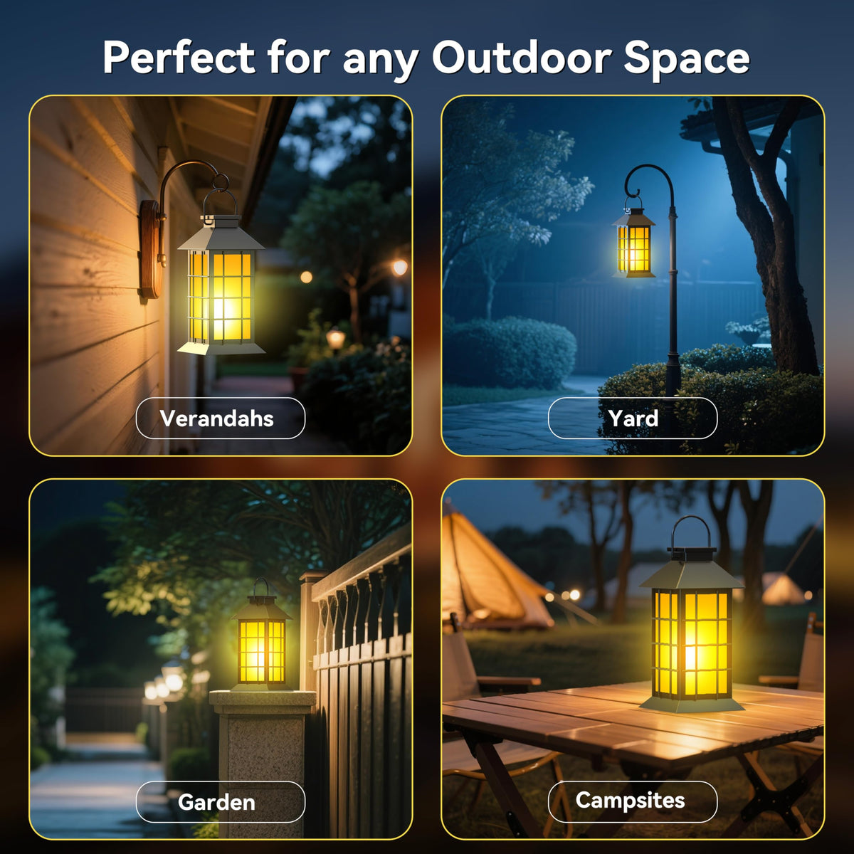 Anyperfect lanterns feature rust-resistant metal housing for durable outdoor decor.