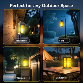 Anyperfect lanterns feature rust-resistant metal housing for durable outdoor decor.