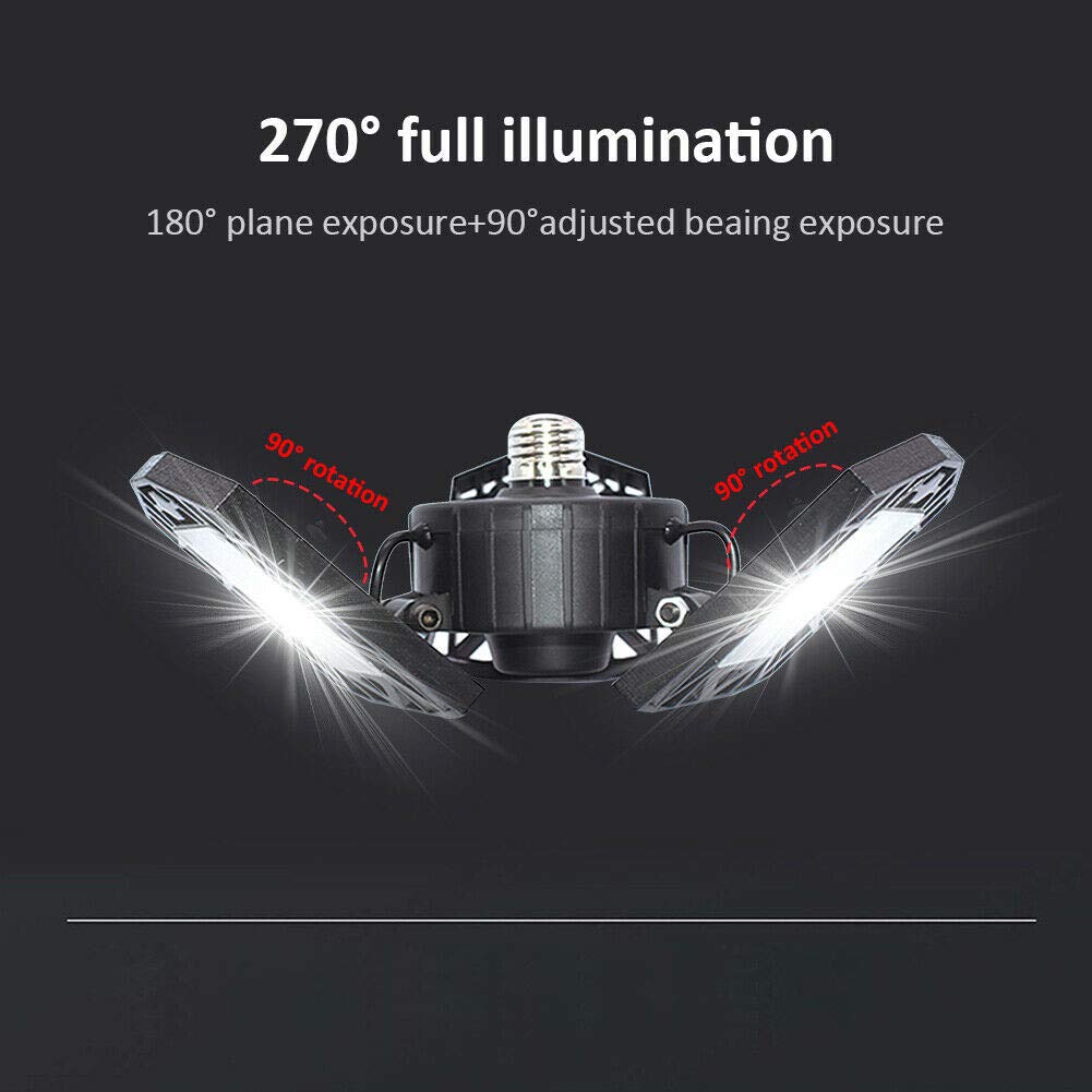 ANYPOWK LED garage light folded panel enables flexible 270-degree coverage.