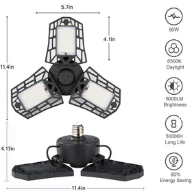ANYPOWK LED garage light features heat dissipation to maintain performance.