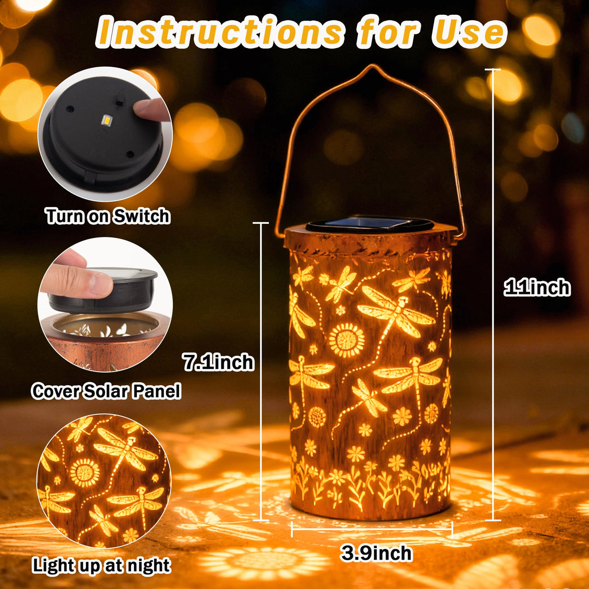 ANYTALK Dragonfly Flower lantern lights the garden path with decorative patterns