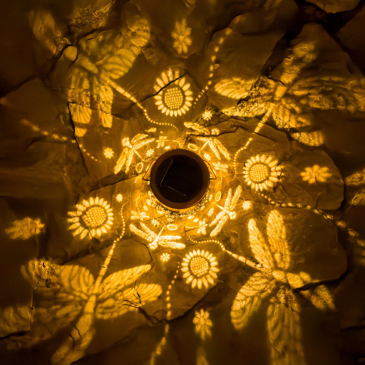 ANYTALK Dragonfly Flower lanterns' metal body withstands weather for year-round use