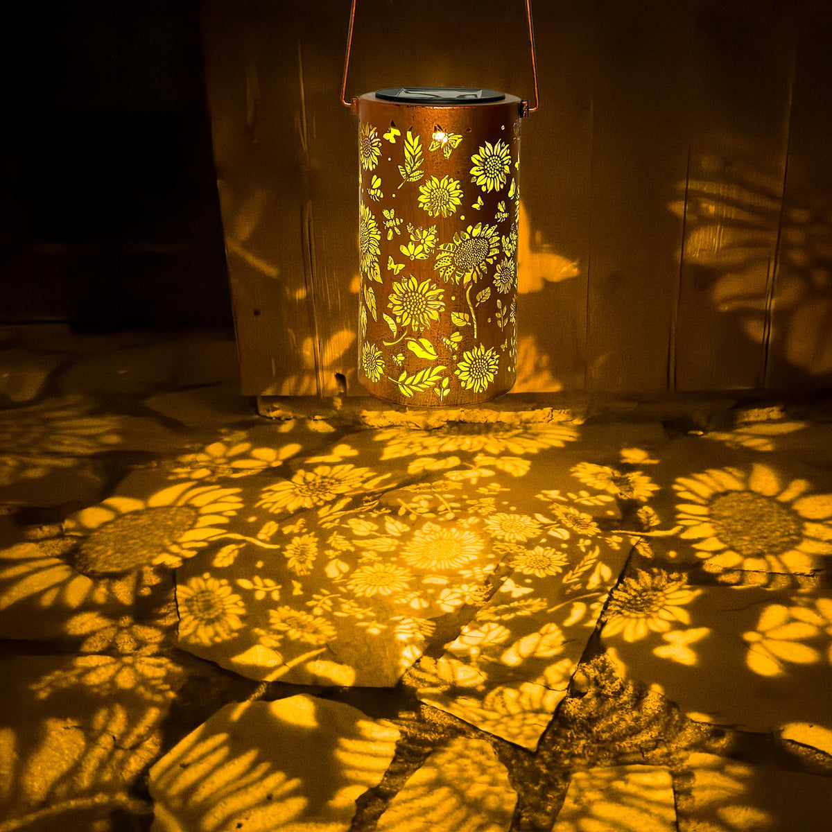 ANYTALK sunflower lanterns create charming yard accents and shadows.