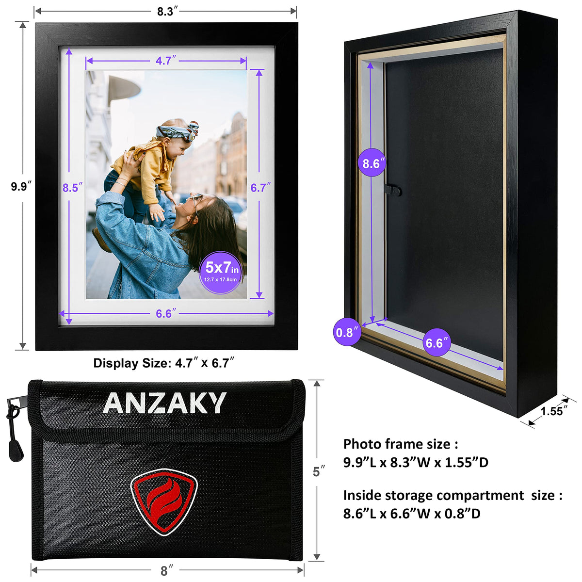 ANZAKY internal compartment provides discreet storage inside the frame.