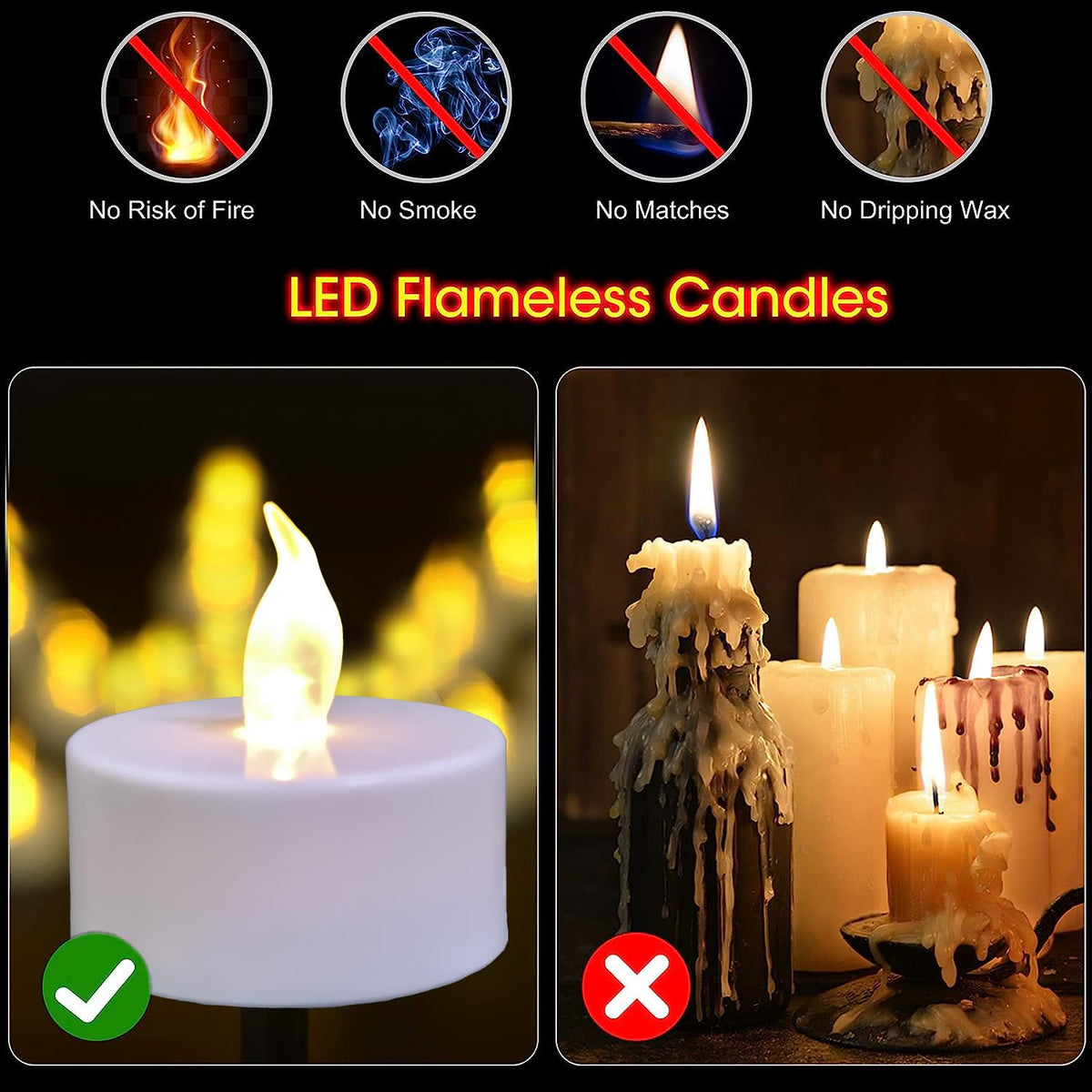 Anziner realistic flicker mimics real candlelight without dripping wax.