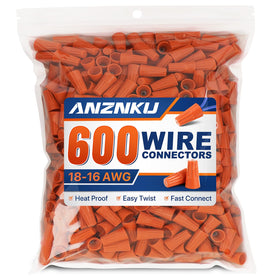 ANZNKU orange wire connectors 600pcs bulk pack for quick home wiring projects