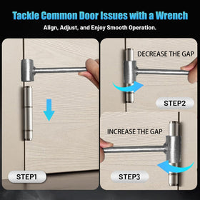 ANZRON flag hinge wrench in use for level door alignment.