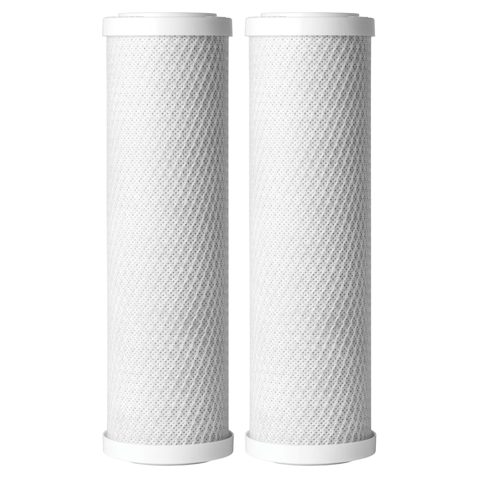 AO Smith 2.5x10 5-micron carbon block sediment filter reduces sediment at every tap.