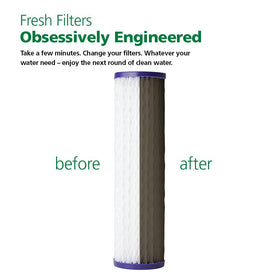 AO Smith 2.5x10 sediment filter side view, compact size for easy installation