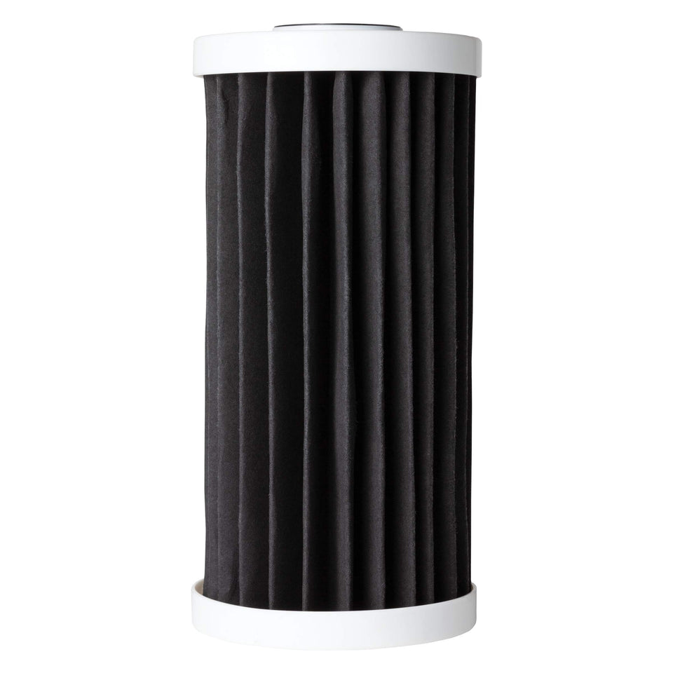 AO Smith 4.5x10 5-micron carbon filter close-up showing sediment filtration