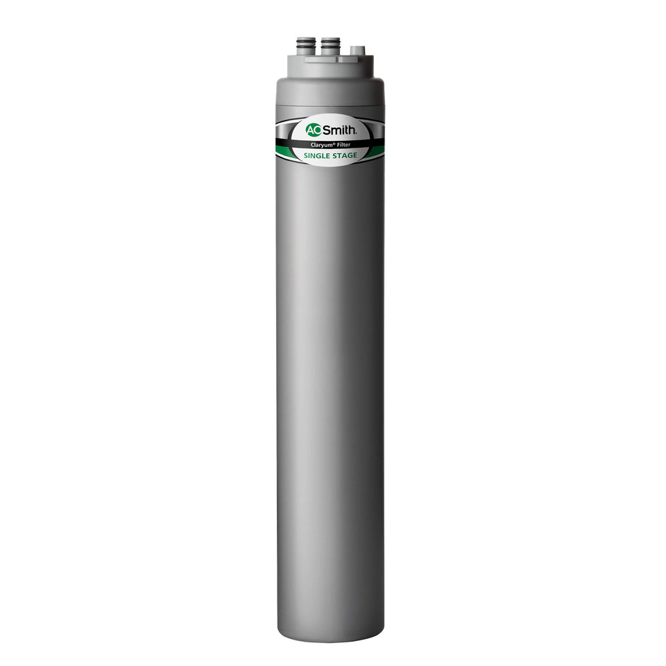 AO Smith Advanced Direct Connect under-sink filter front view for easy replacement and refreshed water