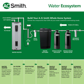 AO Smith filter system reduces chlorine taste and odor in a water sample.