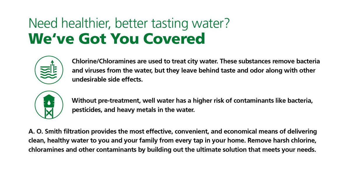 AO Smith shower filtration for cleaner water and gentler skin with less chlorine exposure.