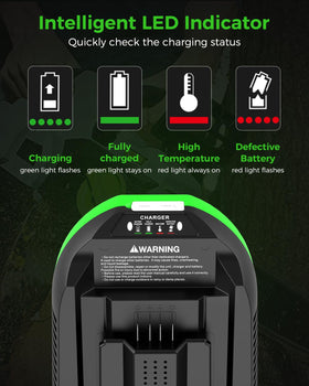 Aoasur EGO 56V charger compact design fits in small workspaces.