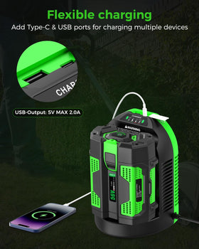 Aoasur EGO 56V charger safety features protect against overcharge and overheating.