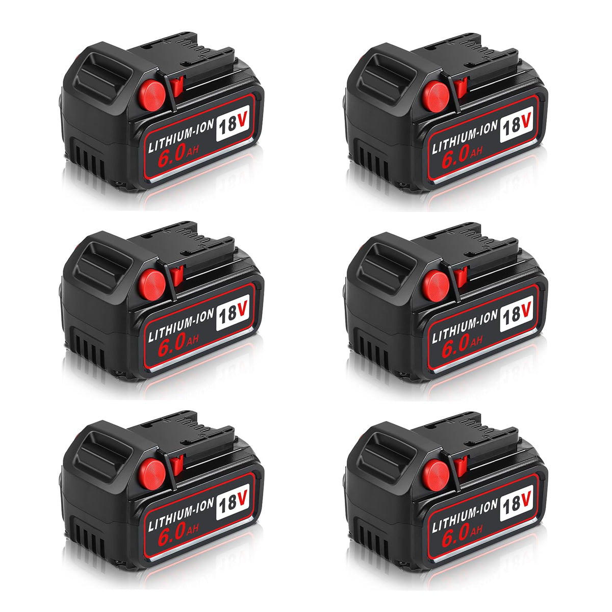 Aoasur M18 6-pack 6.0Ah battery front view for extended cordless sessions