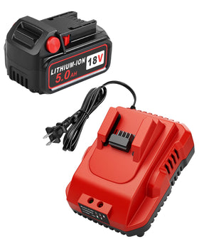 Aoasur Milwaukee M18 5.0Ah battery front view showing extended runtime potential.