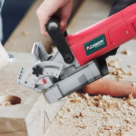 AOBEN biscuit joiner supports efficient joints using No. 0/10/20 biscuits.