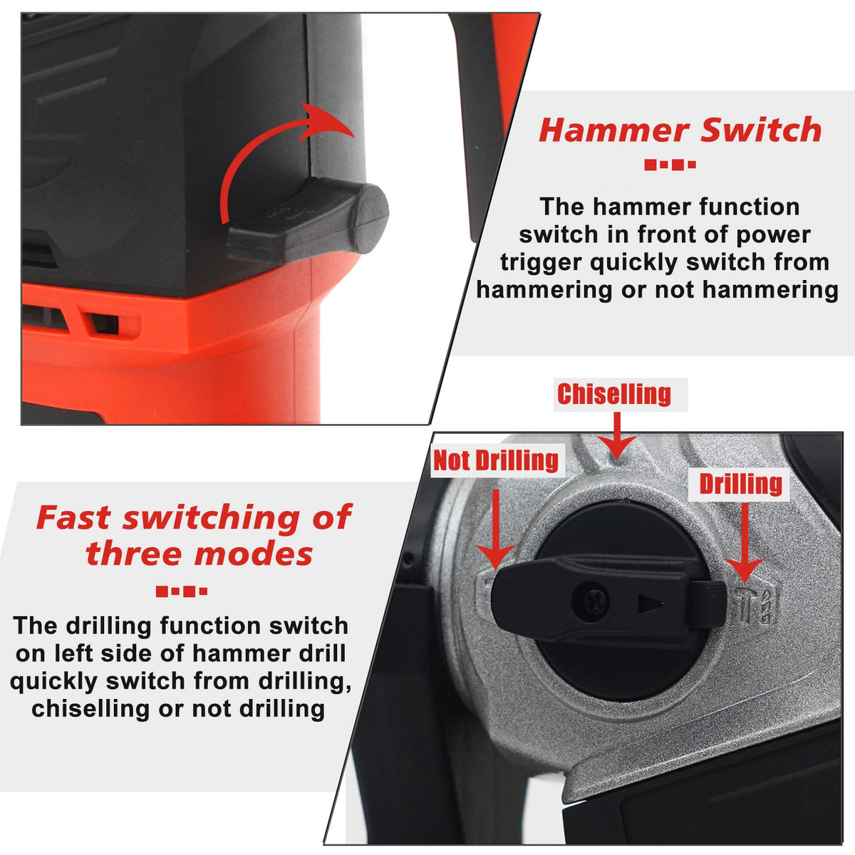 AOBEN Rotary Hammer Drill dust-proof boot keeps debris out and extends life.