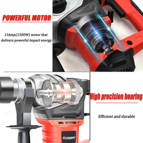 AOBEN Rotary Hammer Drill three-function modes adapt to chiselling, drilling, or hammering.