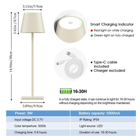 Aoceley 2-pack cordless table lamp base and shade, stable non-slip base.