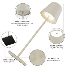 Aoceley 2-pack cordless table lamp on charging, ready for wireless use.