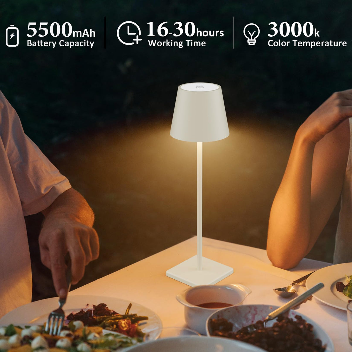 Aoceley 2-pack cordless table lamp side angle, minimalist aluminum body for versatile spaces.