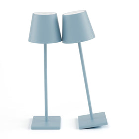 Aoceley 2-pack rechargeable LED table lamps in blue illuminate outdoor dining spaces