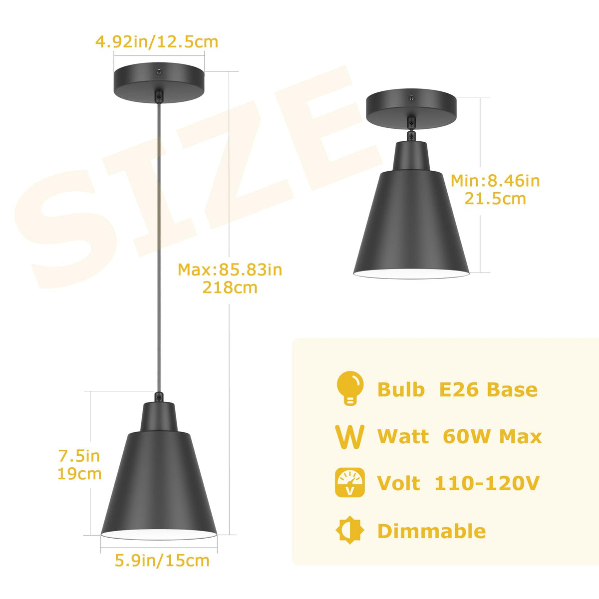 Aoceley adjustable cord pendant kit suits varied ceiling heights.
