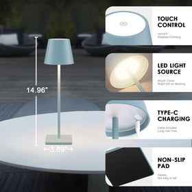 Aoceley durable table lamp with 360-degree illumination in blue