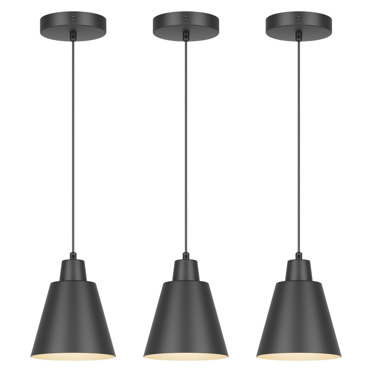 Aoceley industrial pendant lights with black shade for a stylish kitchen island.