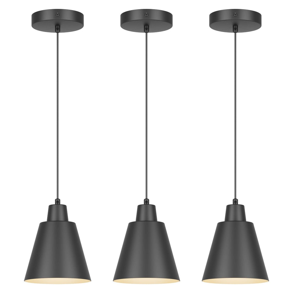 Aoceley industrial pendant lights with black shade for a stylish kitchen island.