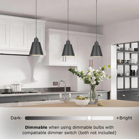 Aoceley kitchen island light with black metal shade enhances farmhouse style.