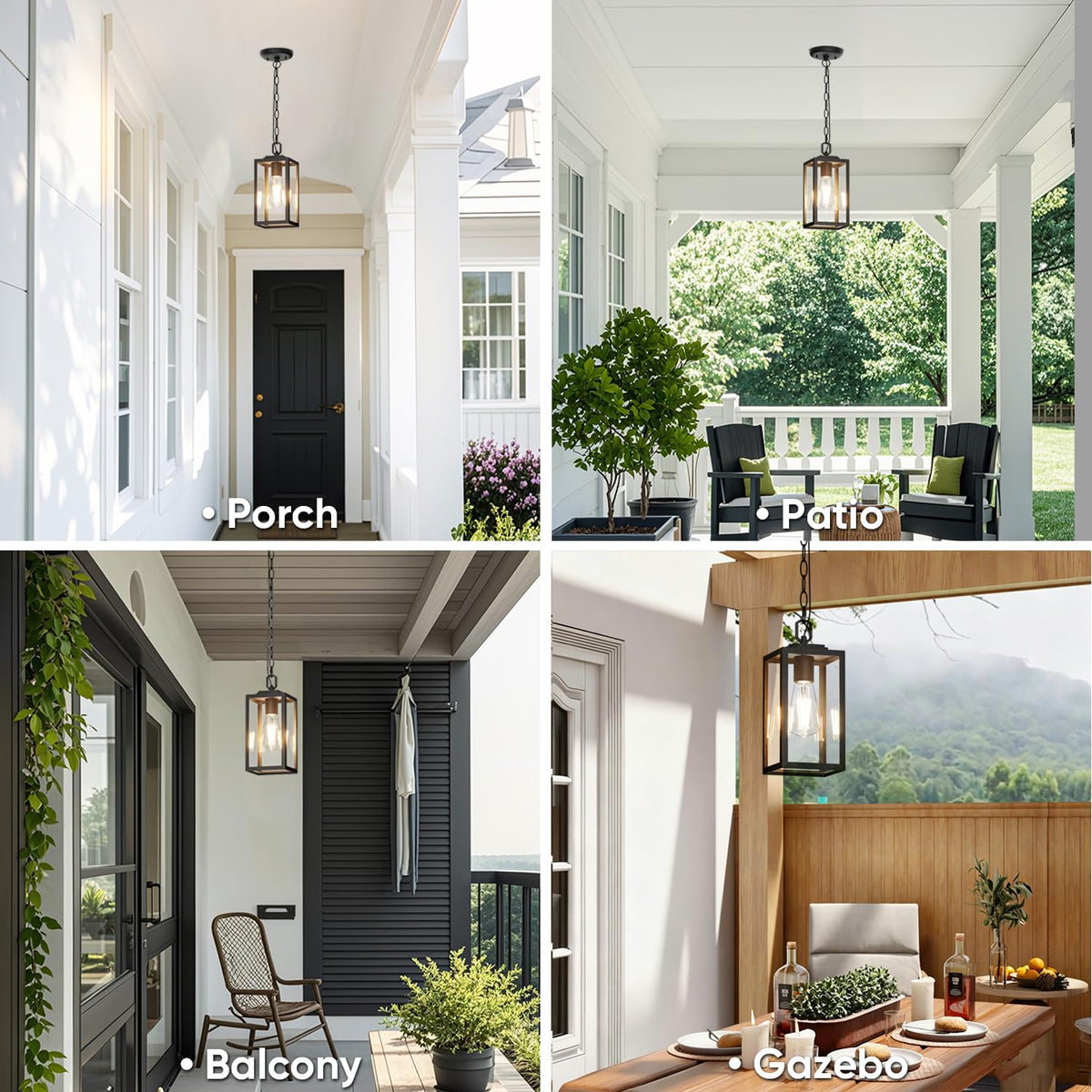 Aoceley porch light in matte black aluminum for durable outdoor use during seasons.
