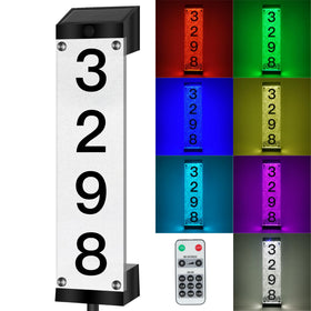Aofuery solar address numbers on the front view illuminate your home at night with clear visibility.