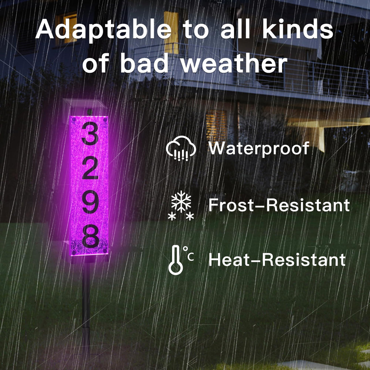 Waterproof design resists rain and snow for year-round outdoor use.