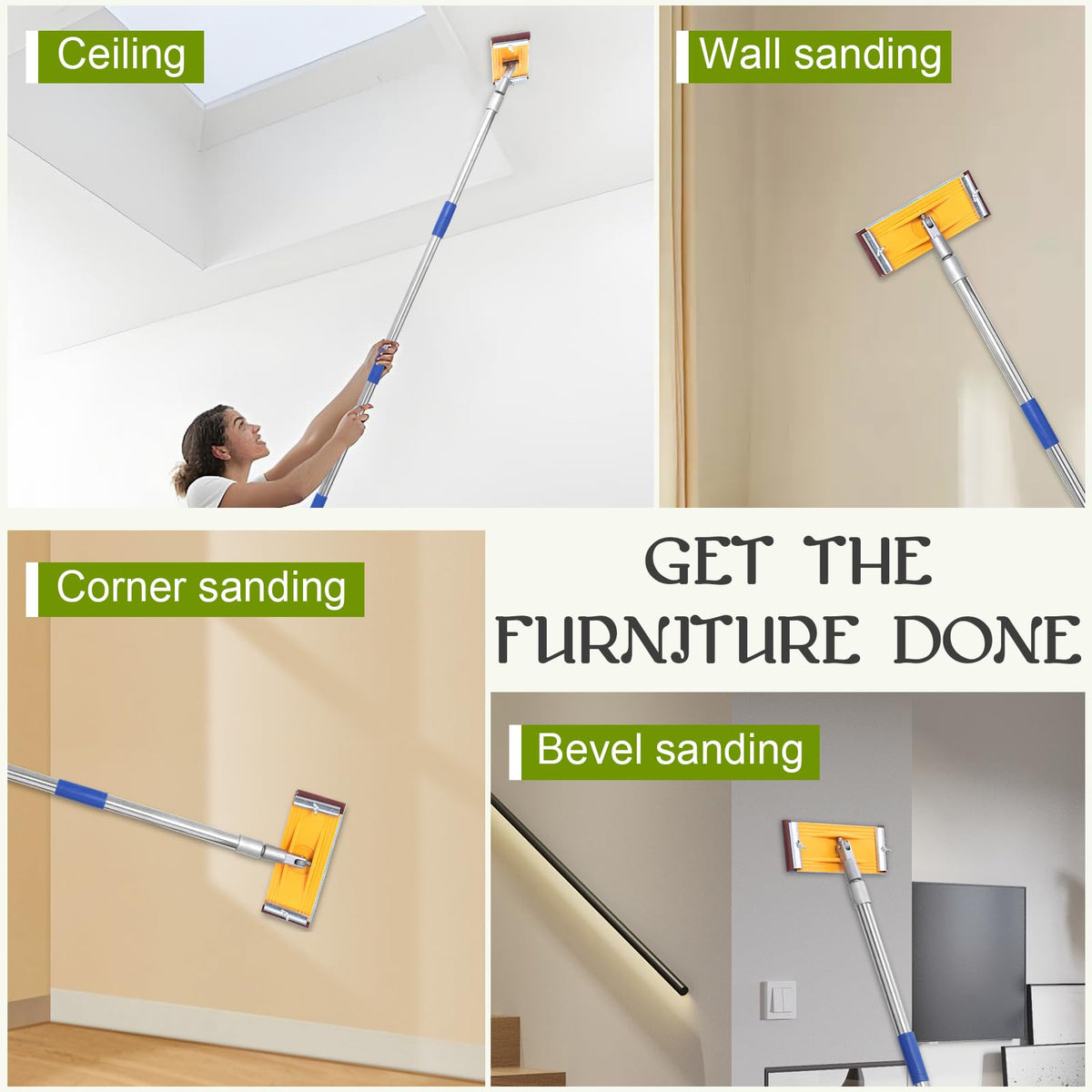 Aoiaute pole sander ergonomic handle reduces fatigue during long sessions