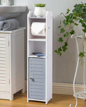AOJEZOR bathroom storage cabinet with 3 open shelves provides accessible organization for daily essentials.