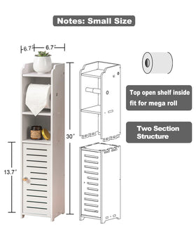 AOJEZOR multi-tier bathroom storage demonstrates extra capacity for rolls and supplies.
