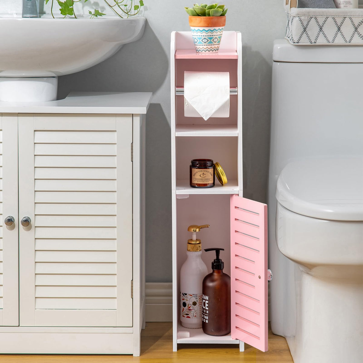 AOJEZOR three open shelves maximize bathroom storage