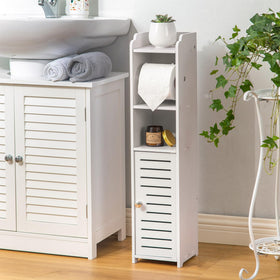 AOJEZOR no-drill toilet paper stand offers a stable, renter-friendly setup for small bathrooms.