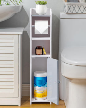 AOJEZOR waterproof PVC material highlights a durable, moisture-resistant bathroom storage solution.