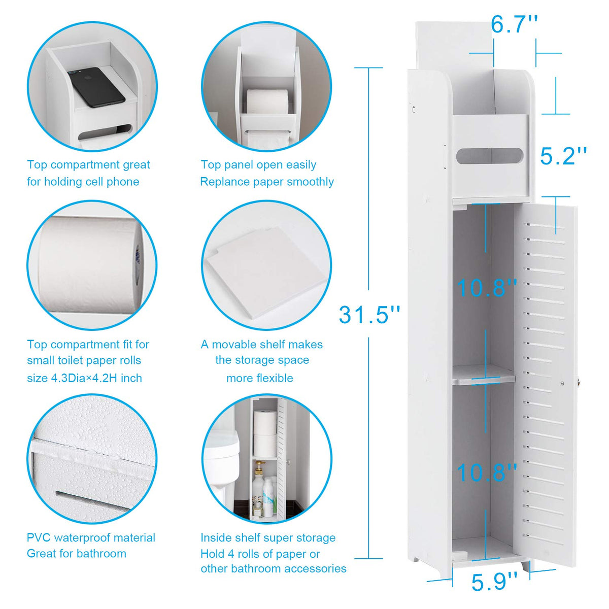 AOJEZOR waterproof PVC material resists moisture for bathrooms