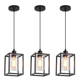 AOJUNSANSAN 3-pack black pendant lights for kitchen island illuminate spaces with industrial charm.