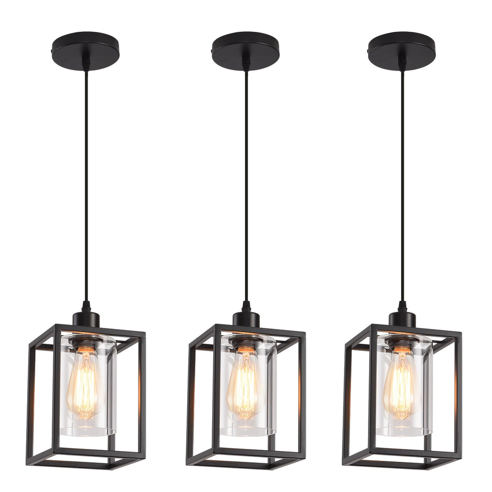 AOJUNSANSAN 3-pack black pendant lights for kitchen island illuminate spaces with industrial charm.