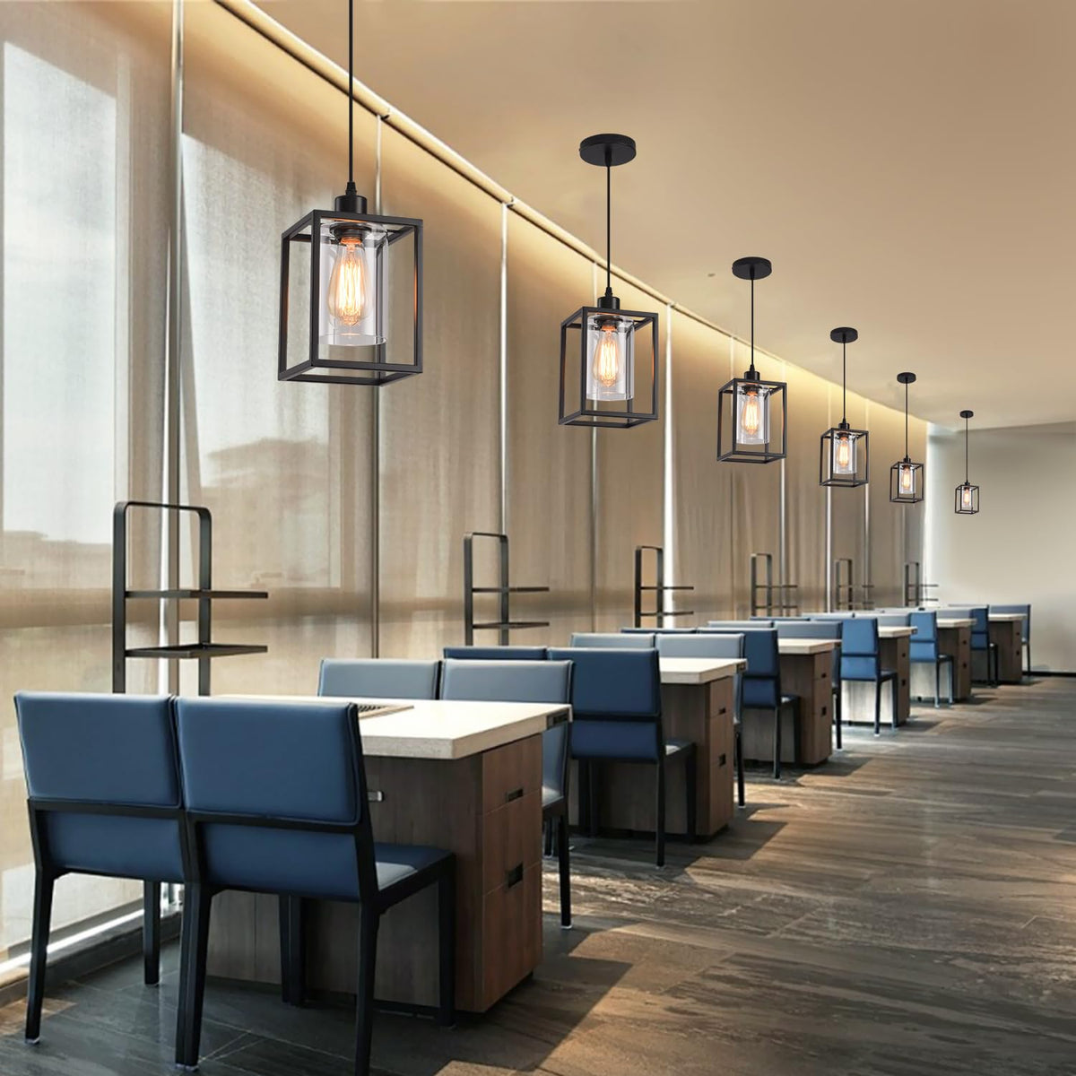 AOJUNSANSAN adjustable height pendant adapts to ceiling heights and layouts.