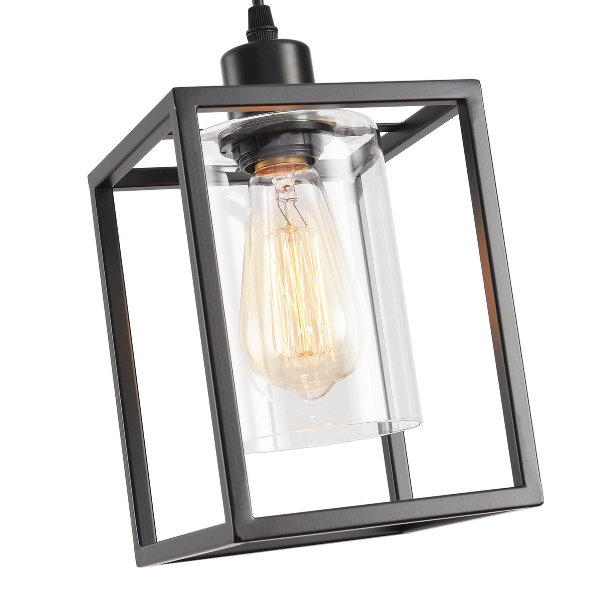 AOJUNSANSAN industrial black metal base pendant adds rugged farmhouse charm.
